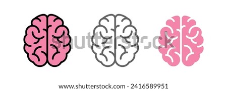 Brain flat icon. Line and glyph brain collection. Brainstorm isolated on white background. Logo, sign template. Vector illustration eps 10.