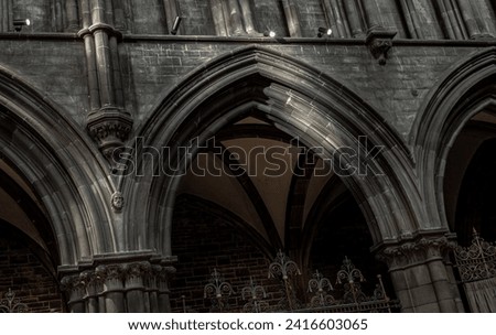 Interior architecture of St Mary's Episcopal Cathedral or the Cathedral Church of Saint Mary the Virgin. is a cathedral of the Scottish Episcopal Church in Edinburgh, Space for text, Selective focus. Royalty-Free Stock Photo #2416603065