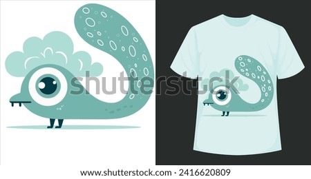 One-eyed cloud sweet cloud monster design for t-shirt printing. Vector design for textile and industrial products