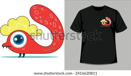 One-eyed cloud sweet cloud monster design for t-shirt printing. Vector design for textile and industrial products