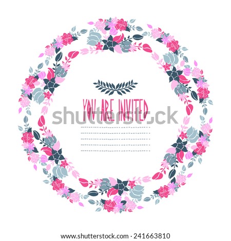 Elegant floral wreath, design element. Can be used for wedding, baby shower, mothers day, valentines day, birthday cards, invitations. Vintage decorative flowers.