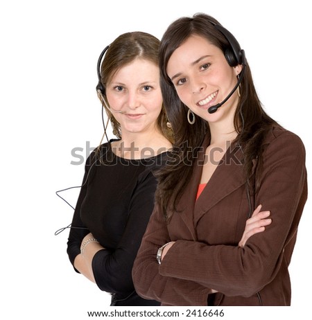 Beautiful Customer Support Girls over a white background