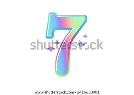 Number Seven Metal Hologram Sticker Design Royalty-Free Stock Photo #2416650401