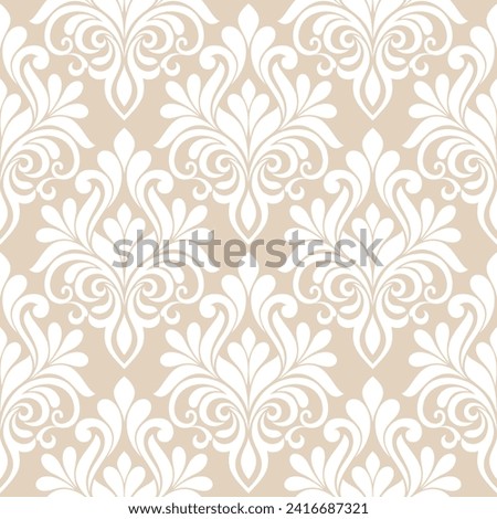 Floral baroque damask seamless pattern. royal wallpaper gold and white ornamental vector background.