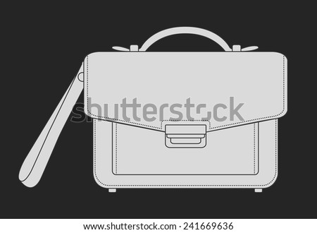 Businessman luxury hand bag. Vector chalk clip art illustration isolated on blackboard