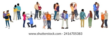 Set of different couples in love vector isolated. Royalty-Free Stock Photo #2416705383