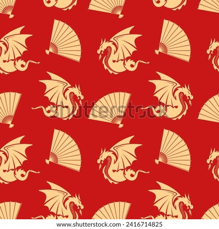 Traditional Chinese Dragon seamless pattern. Vector illustration
