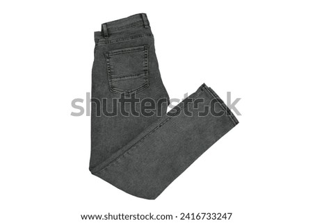 gray men's jeans isolated, gray pants jeans for a boy on a white background Royalty-Free Stock Photo #2416733247