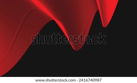 Abstract smooth red waves on black background. vector illustration	
