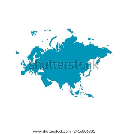 Map of Eurasia, sign silhouette. World Map Globe. Vector Illustration isolated on white background. Europe and Asia continent.