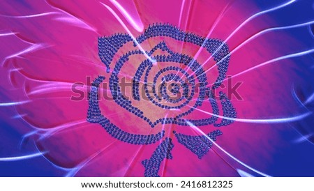 A beautiful rose, on a red and black background.
Flower under plastic, packaging effect.