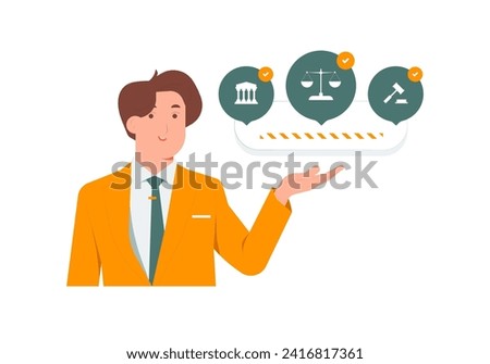 Law regulation court, Lawyer holding balance scales of justice to legal verdict concept illustration Royalty-Free Stock Photo #2416817361