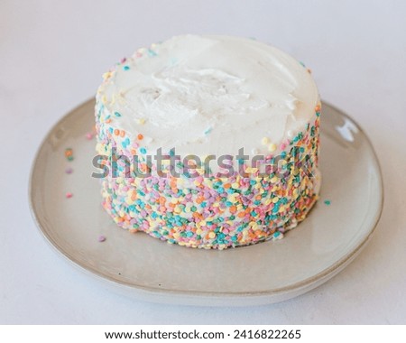 The image is not available for me to describe, but it seems to be a photo of a cupcake with sprinkles on it.