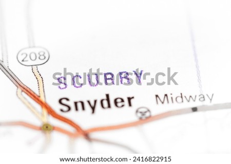 Scurry. Texas. USA on a map Royalty-Free Stock Photo #2416822915