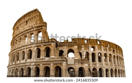 Colosseum, or Coliseum, isolated on a white background. Symbolizing the history and grandeur of Rome and Italy. Royalty-Free Stock Photo #2416835509