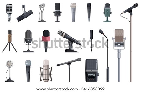 Microphone vector illustration. Vector cartoon set icon music mic. Set icon microphone .