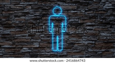 Neon red symbol of the WC toilet male female on black background. Vector icon illustration.