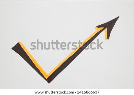 Hand drawn black marker arrows with broken line. Concept of business, choosing direction, moving forward. Abstract sign, background, texture. Blurred Royalty-Free Stock Photo #2416866637
