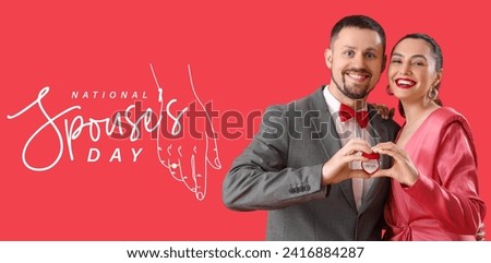 Banner for National Spouses Day with happy engaged couple Royalty-Free Stock Photo #2416884287