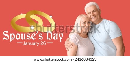 Banner for National Spouses Day with happy mature couple Royalty-Free Stock Photo #2416884323