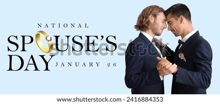 Banner for National Spouses Day with married gay couple Royalty-Free Stock Photo #2416884353