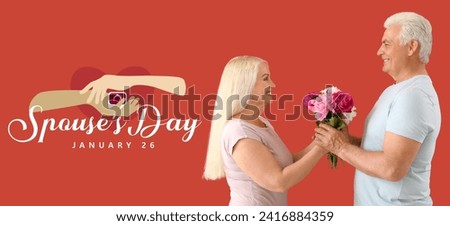 Banner for National Spouses Day with happy mature couple Royalty-Free Stock Photo #2416884359