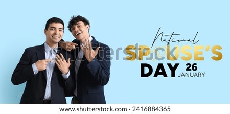 Banner for National Spouses Day with married gay couple Royalty-Free Stock Photo #2416884365