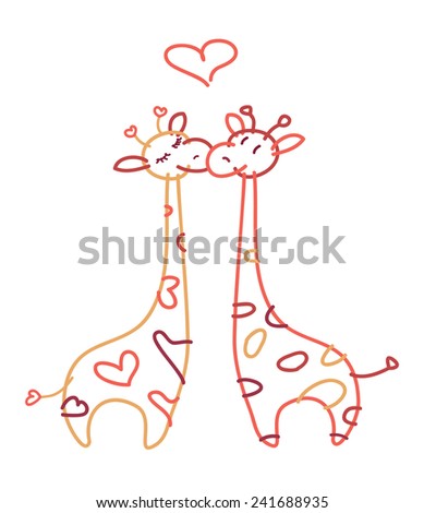 Vector  cute giraffes in love.