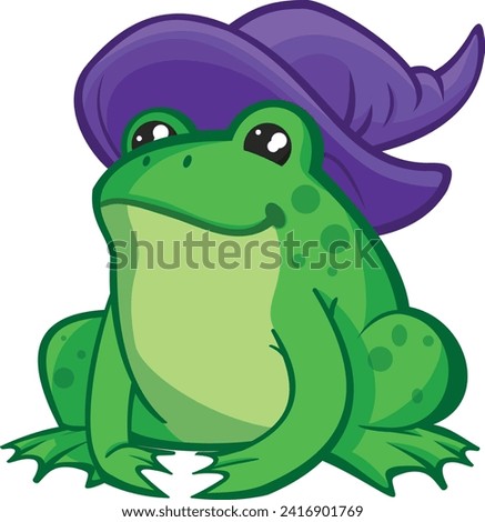 vector cartoon character green frog with a blue hat eps file