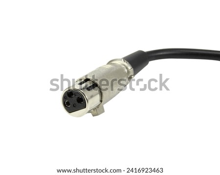 Jack or cable for plugging in the microphone isolated on white background with clipping path.Selection focus.