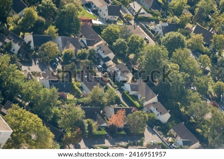 aerial view of a residential district
