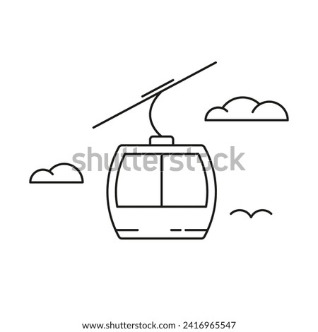 Cable car line icon. Black simple illustration of aerial lift with clouds. Vector isolated elements on white background Royalty-Free Stock Photo #2416965547
