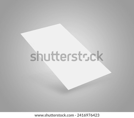 Blank business card in air on grey background. Mockup for design