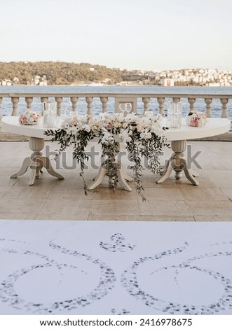 Beautiful table set for some festive event, party or wedding stock photo