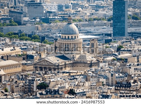 Aerial panoramic view of the city of Paris. Panthéon, France Royalty-Free Stock Photo #2416987553