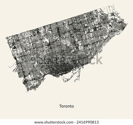City road map of Toronto, Ontario, Canada Royalty-Free Stock Photo #2416990813
