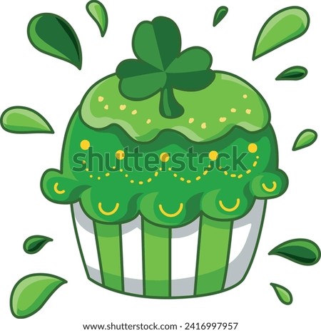 Celebration of St. Patrick's Day in Ireland, at 17 March. Luck the Irish. Color icon set for St. Patrick's Day. Ireland vector icon. Saint Patrick's Day green icon clip art. Green cupcakes clip art.