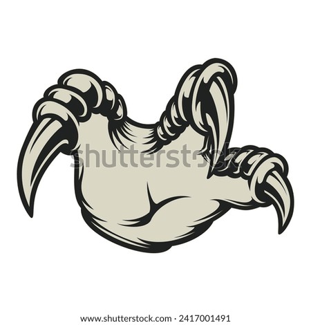 Line Art Vector of Dragon Claw. Jurassic Art. Fangs of Dragons. 