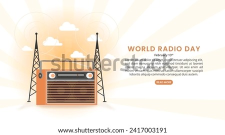 World Radio Day background with an old orange radio