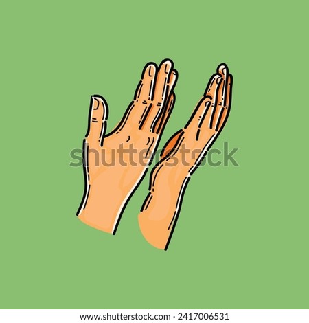 moslem pray hand sign clipart illustration vector design isolated in green background