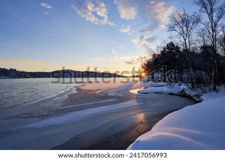 A peaceful Swedish scenery during a winter morning                              