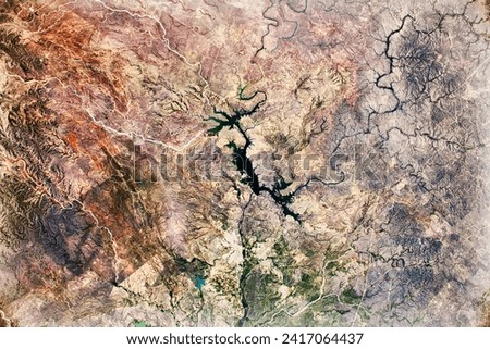 Amistad Reservoir. When full, the lake is the second largest in Texas. Elements of this image furnished by NASA.