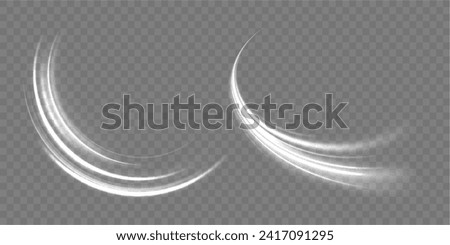 Motion neon speed and blur. Imitation of the exit of cold air from the air conditioner. White shiny sparks of spiral wave. Dynamic lines or rays. Vector illustration stream of fresh wind png. Royalty-Free Stock Photo #2417091295
