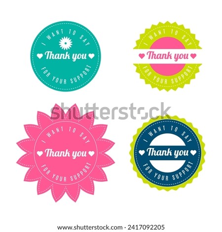 Set of thank you stickers in retro style. - Vector.