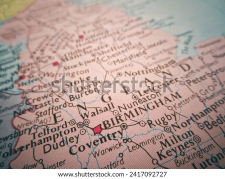 Map of Birmingham, UK, world tourism, world economy, travel destination