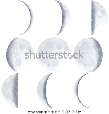 Nine moon phases or shapes Clipart