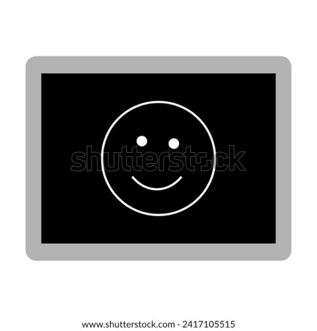 Blackboard frame isolated with doodle smile face inside