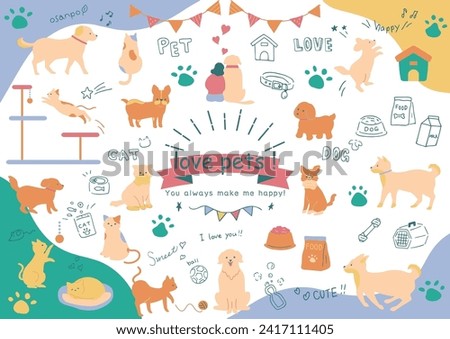set illustration of dogs and cats