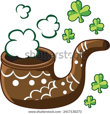 Celebration of St. Patrick's Day in Ireland, at 17 March. Luck the Irish. Color icon set for St. Patrick's Day. Ireland vector icon. Saint Patrick's Day green icon clip art. Pipe smoking with smoke.