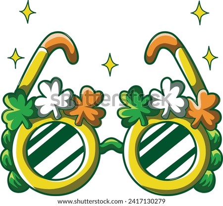Celebration of St. Patrick's Day in Ireland, at 17 March. Luck the Irish. Color icon set for St. Patrick's Day. Ireland vector icon. Saint Patrick's Day green icon clip art. Green shamrocks glasses.